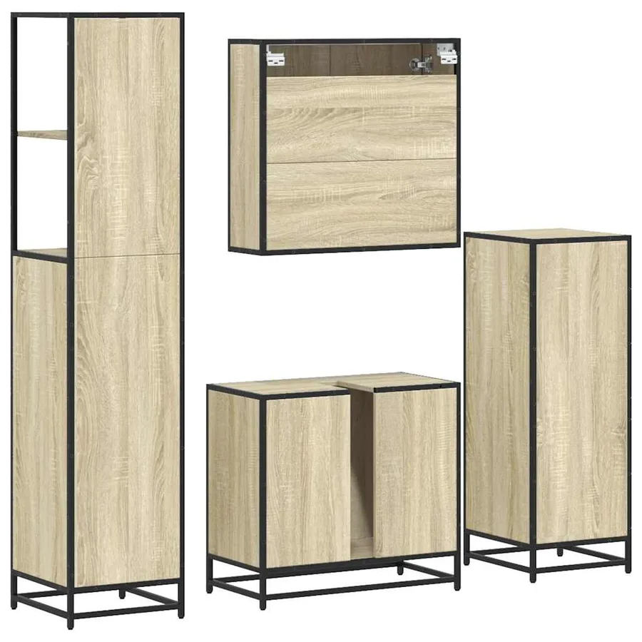 Ensemble de meubles de salle de bain 4 pcs chêne sonoma - 8
