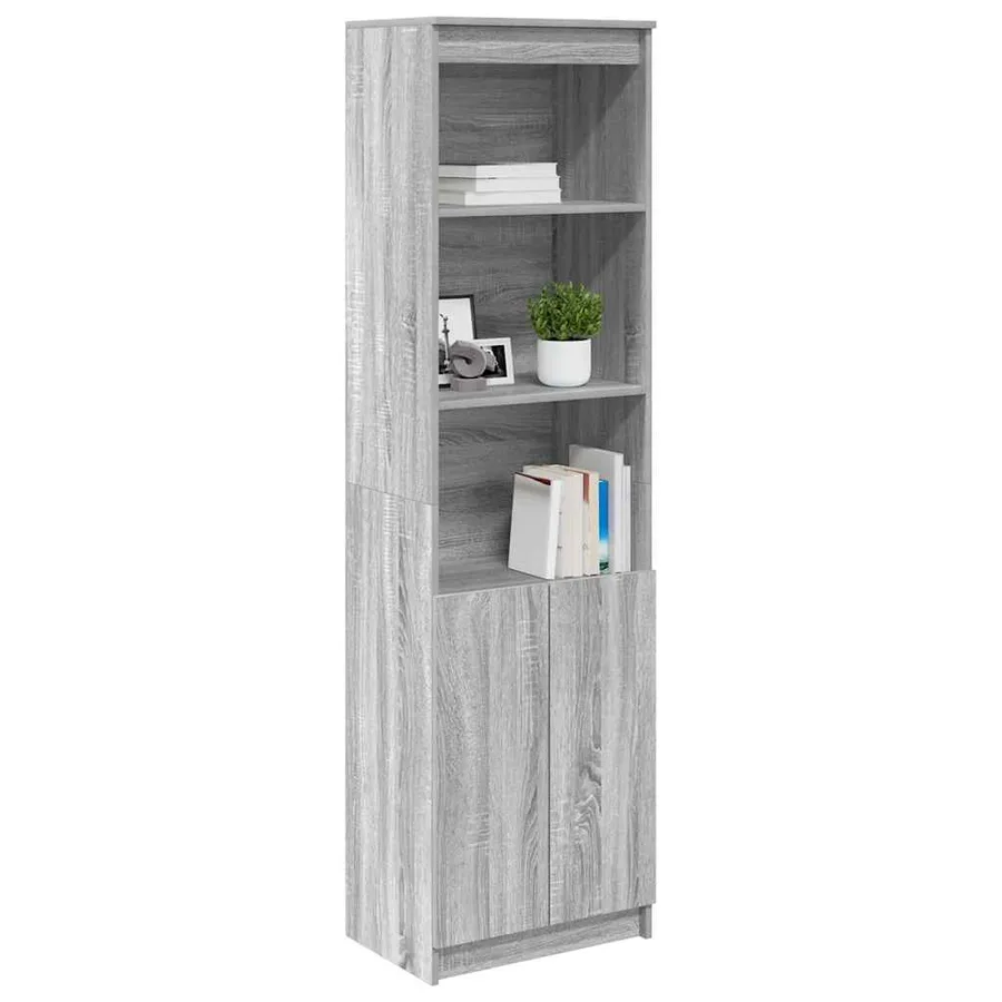 Buffet haut sonoma gris 50x35x180 cm bois d'ingénierie - 4
