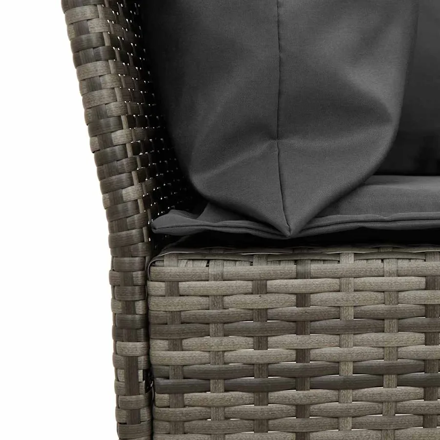 Salon de jardin 5 pcs avec coussins gris résine tressée - 11