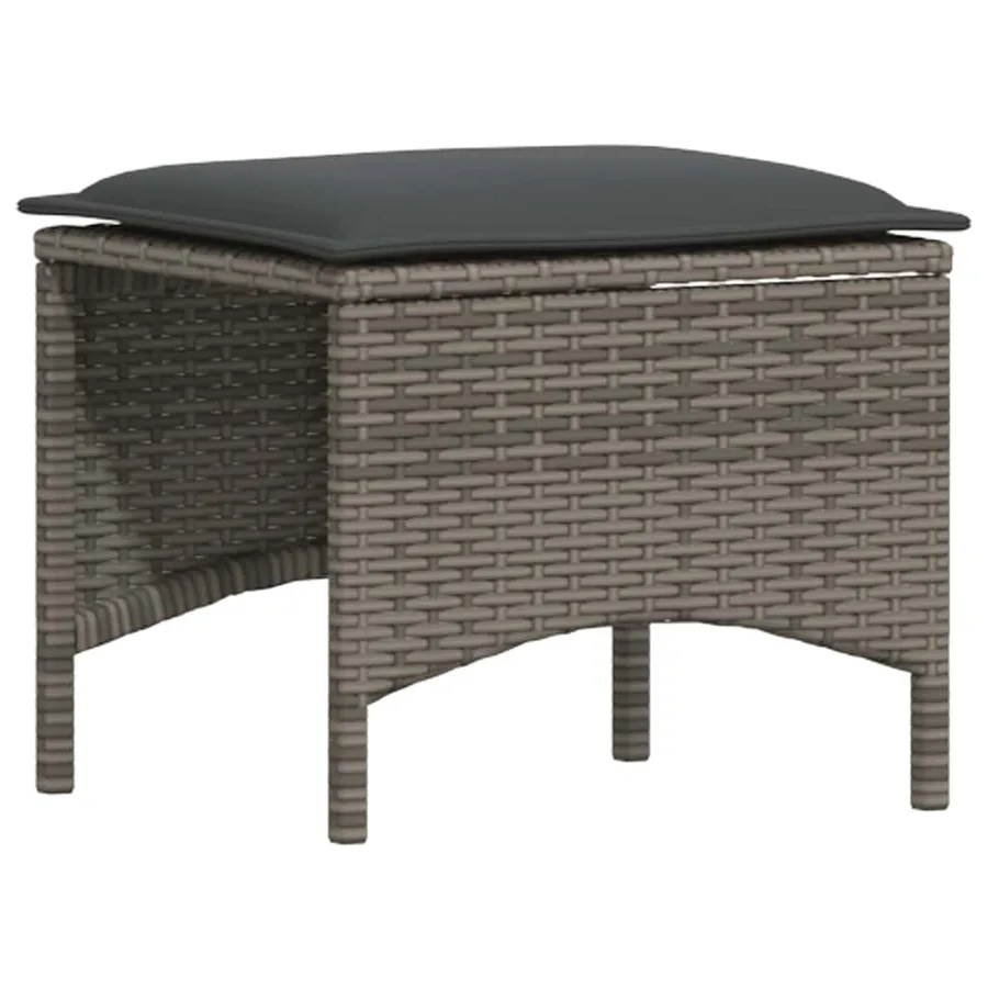 Salon de jardin 5 pcs avec coussins gris résine tressée - 6