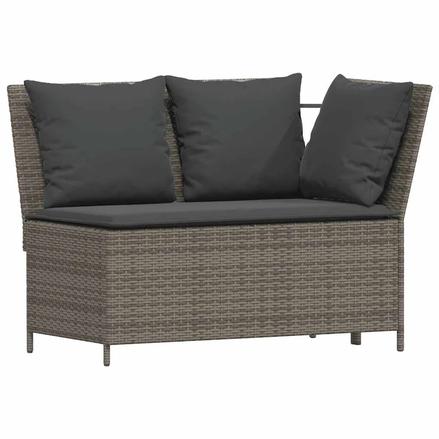 Salon de jardin 5 pcs avec coussins gris résine tressée - 7
