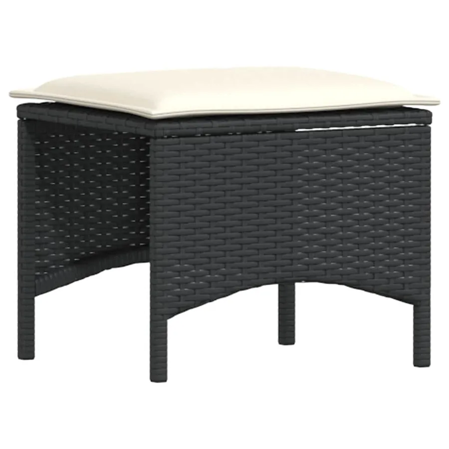 Salon de jardin 4 pcs avec coussins noir résine tressée - 8