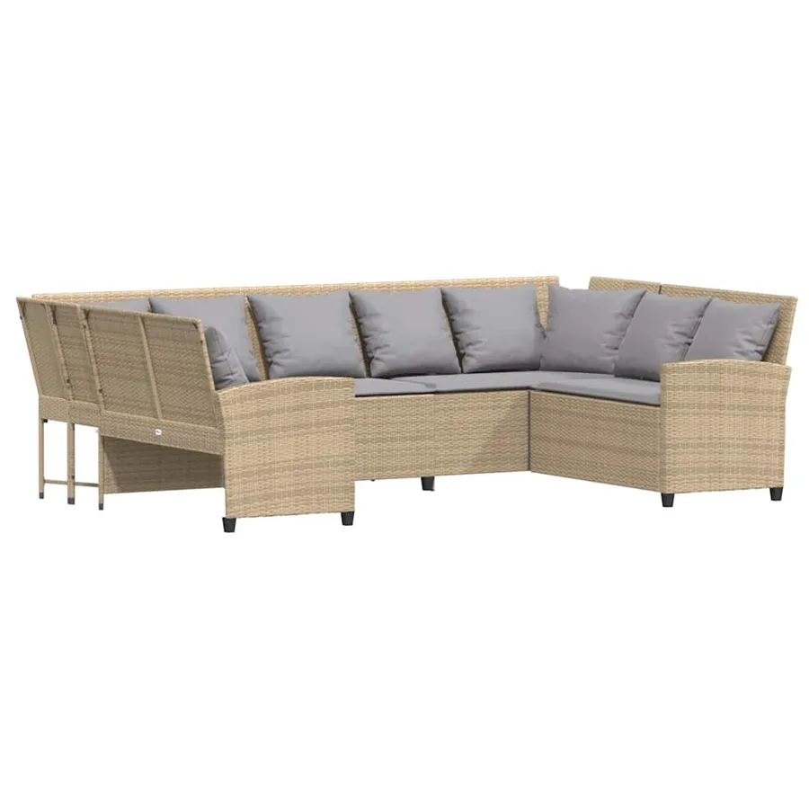 Canapé de jardin avec coussins beige résine tressée - 2