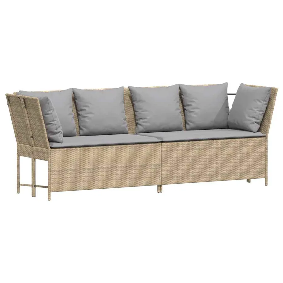 Canapé de jardin avec coussins beige résine tressée - 4
