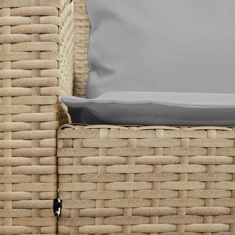 Canapé de jardin avec coussins beige résine tressée - 6