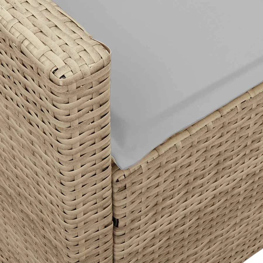 Canapé de jardin avec coussins beige résine tressée - 7