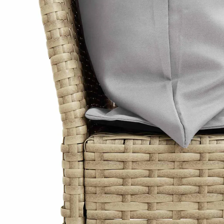 Canapé de jardin avec coussins beige résine tressée - 8