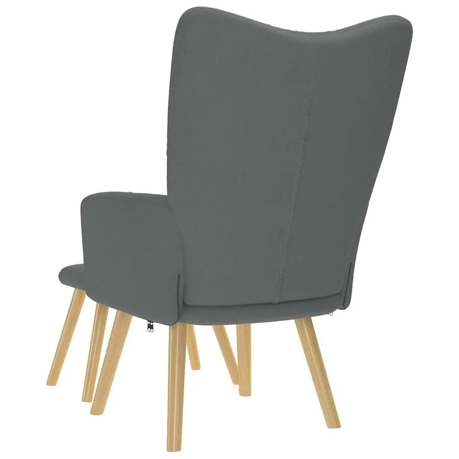 Chaise de relaxation avec repose-pied Gris foncé Tissu - 7