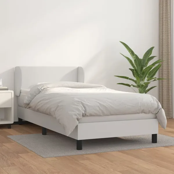 Sommier à lattes de lit avec matelas Blanc 100x200cm Similicuir