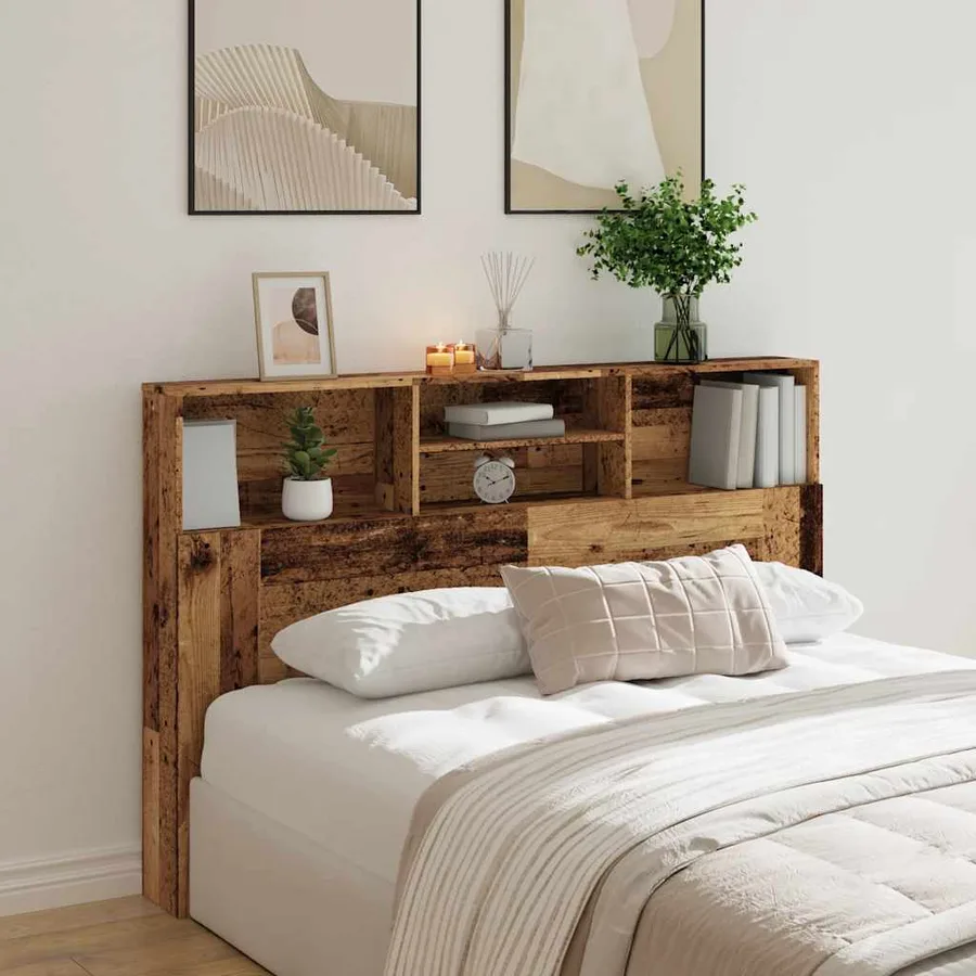 Armoire de tête de lit vieux bois 160x19x103,5 cm - 3