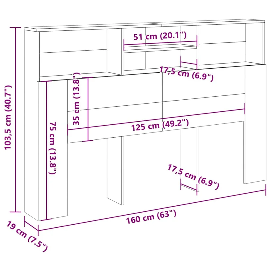 Armoire de tête de lit vieux bois 160x19x103,5 cm - 9