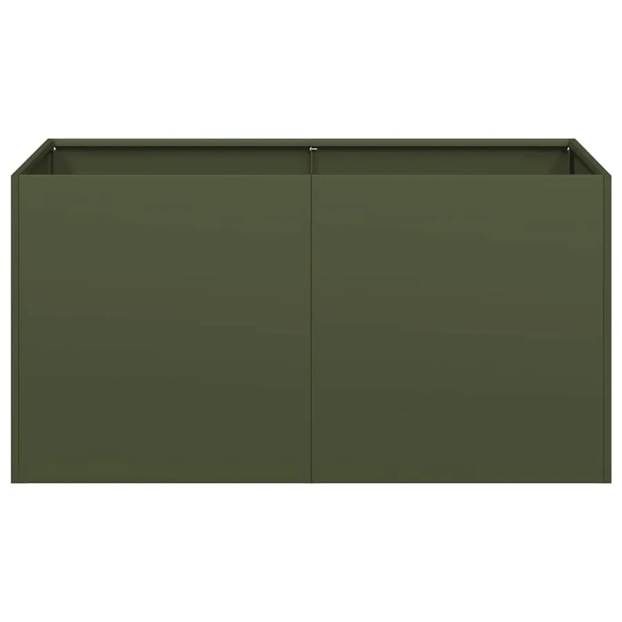 Jardinière vert olive 80x40x40 cm acier laminé à froid - 4