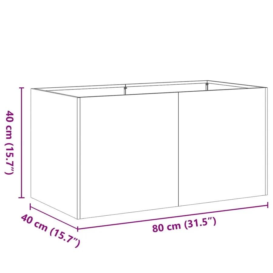Jardinière vert olive 80x40x40 cm acier laminé à froid - 9