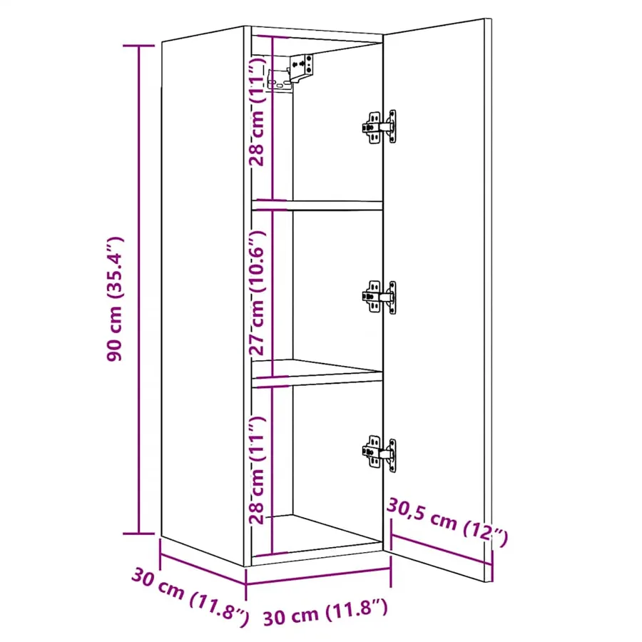 Meubles TV 2 pcs vieux bois 30,5x30x90 cm bois d'ingénierie - 11