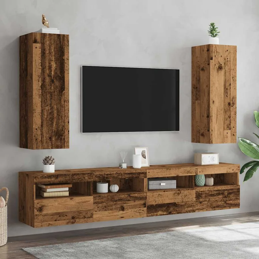 Meubles TV 2 pcs vieux bois 30,5x30x90 cm bois d'ingénierie - 3