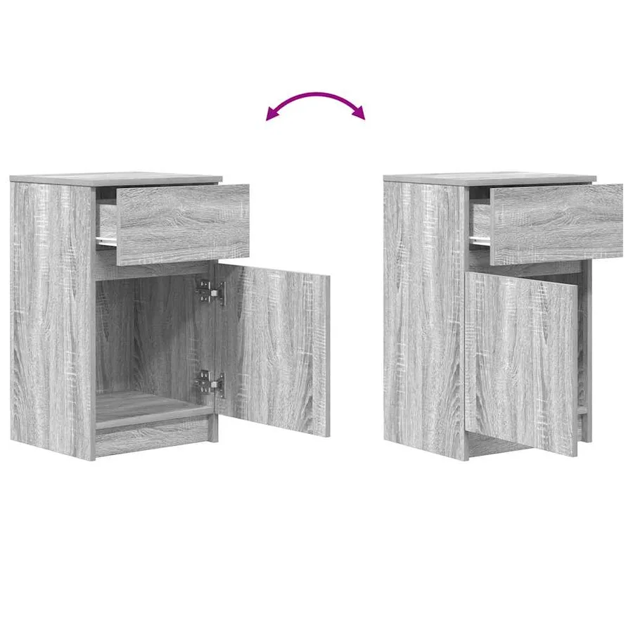 Tables de chevet 2 pcs sonoma gris 39x35x65cm bois d'ingénierie - 10