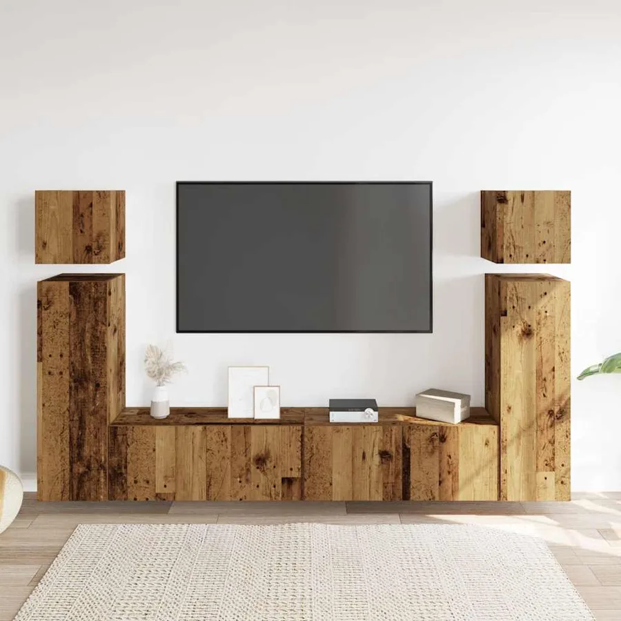 Ensemble de meuble TV mural 8 pcs vieux bois bois d'ingénierie - 3