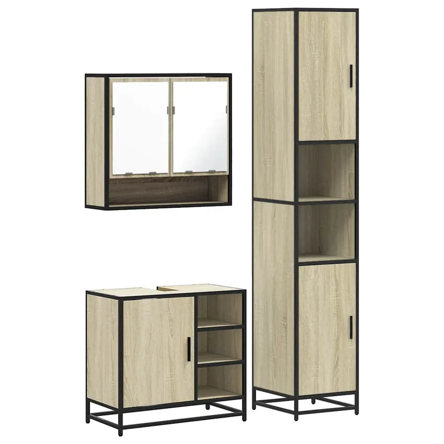 Ensemble de meubles de salle de bain 3 pcs chêne sonoma - 2