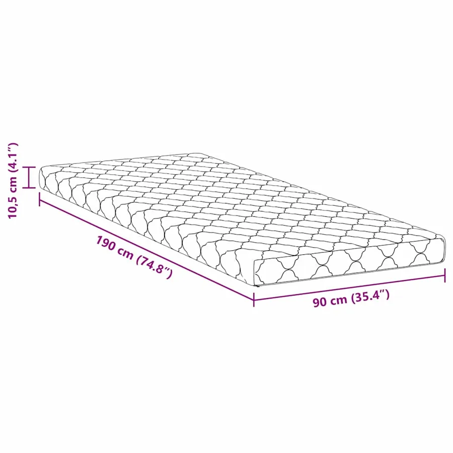 Matelas Blanc 90 x 190 cm Tissu jacquard - 11