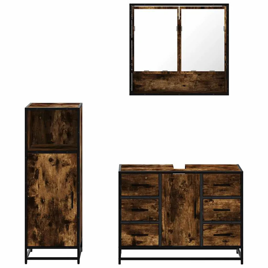 Ensemble de meubles de salle de bain 3 pcs Chêne fumé - 5