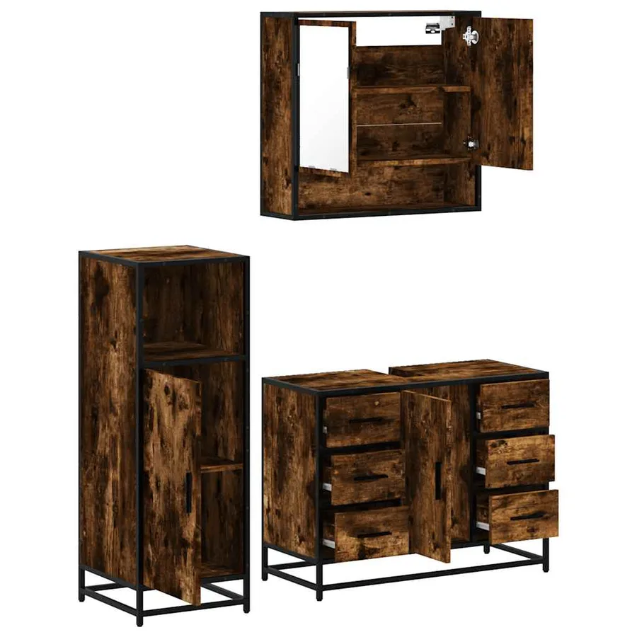 Ensemble de meubles de salle de bain 3 pcs Chêne fumé - 6