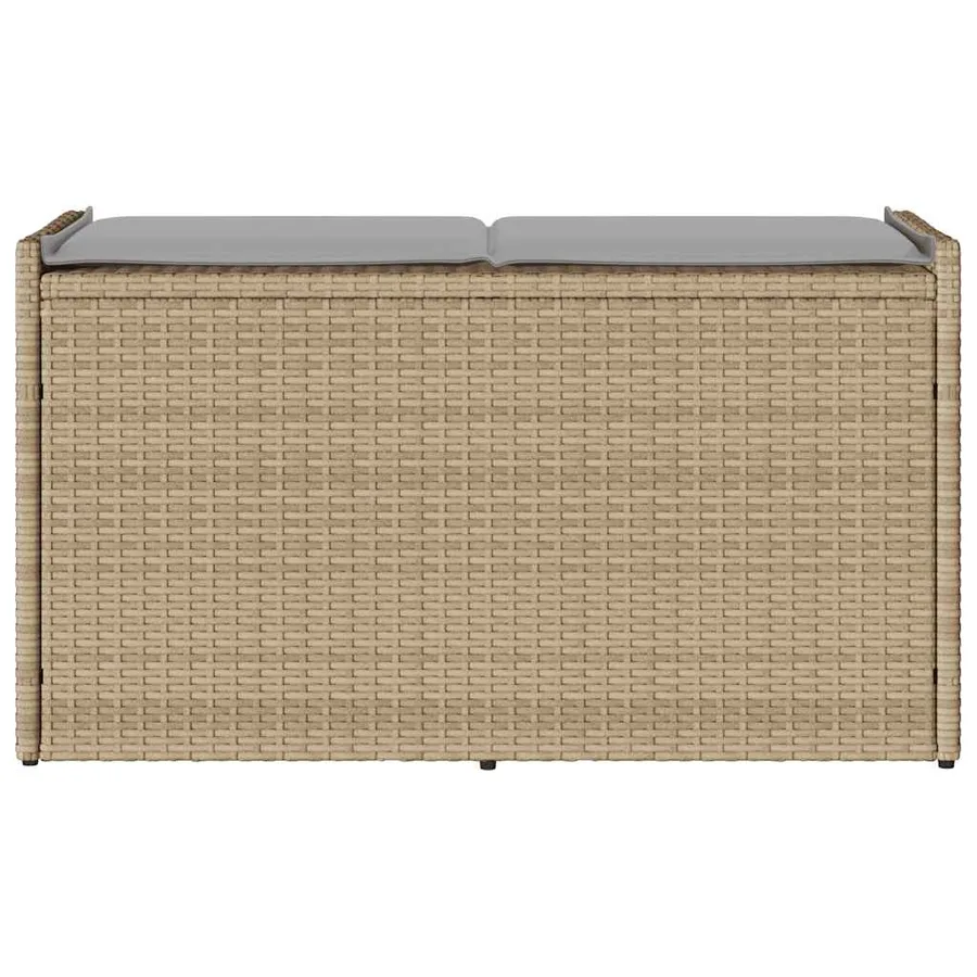 Banc de rangement extérieur coussin beige 100 cm résine tressée - 4