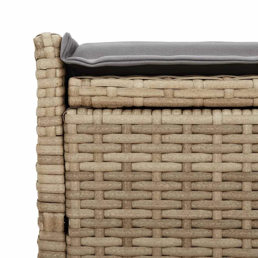 Banc de rangement extérieur coussin beige 100 cm résine tressée - 8