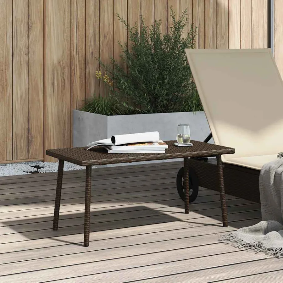 Table basse de jardin rectangulaire marron 40x40x37 cm rotin - 3