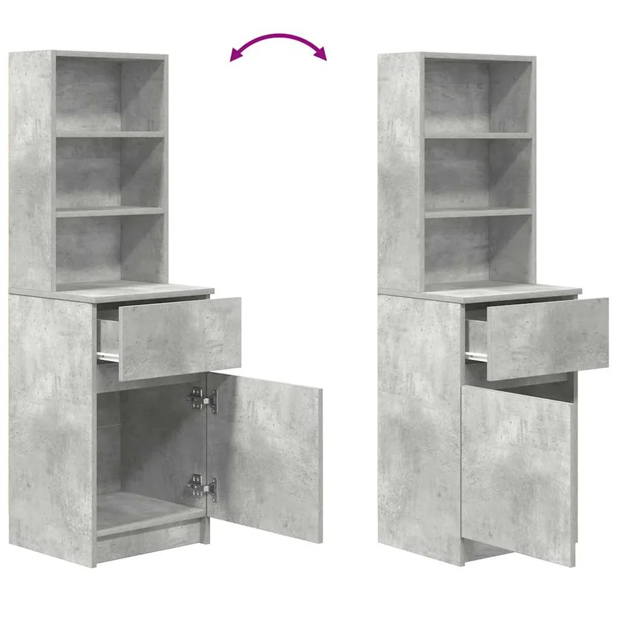 Table de chevet gris béton 39x35x125 cm bois d’ingénierie - 9