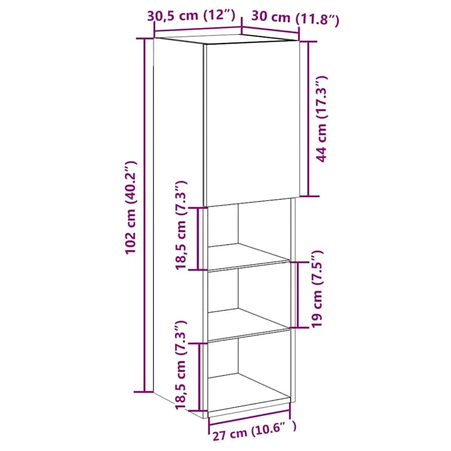 Ensemble meuble TV avec LED Chêne noir 30,5 x 30 x 102 cm - 13