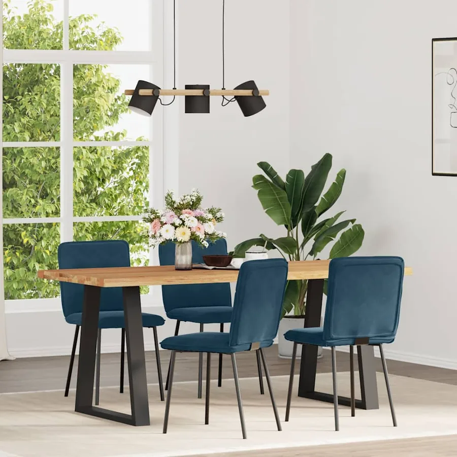 Chaises à manger lot de 4 Bleu Velours