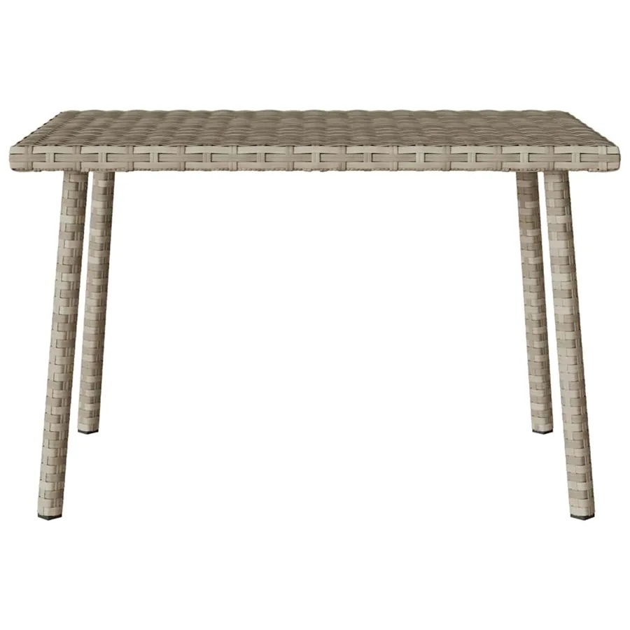Table basse de jardin rectangulaire gris clair résine tressée - 4