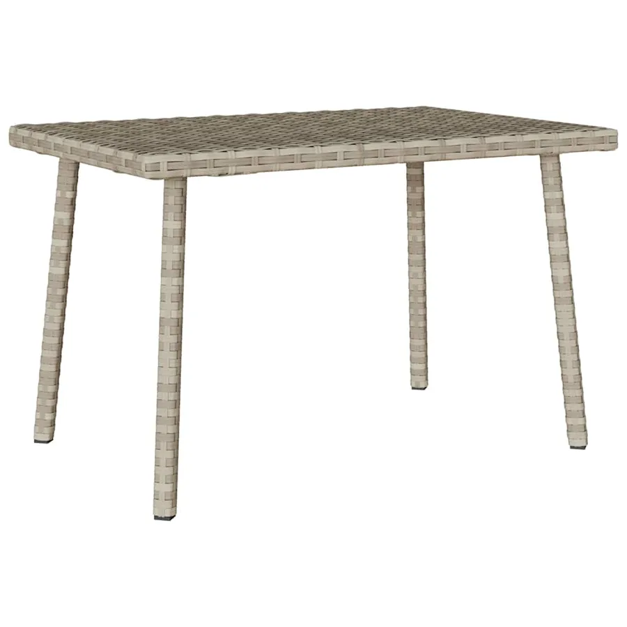 Table basse de jardin rectangulaire gris clair résine tressée - 6