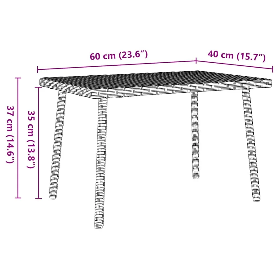 Table basse de jardin rectangulaire gris clair résine tressée - 8