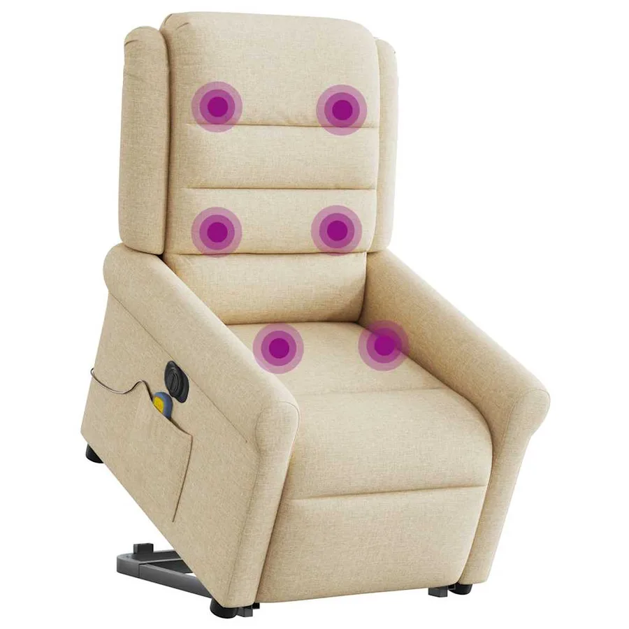 Fauteuil inclinable de massage électrique Crème Tissu - 2