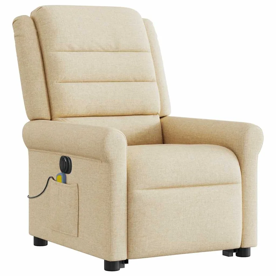 Fauteuil inclinable de massage électrique Crème Tissu - 4