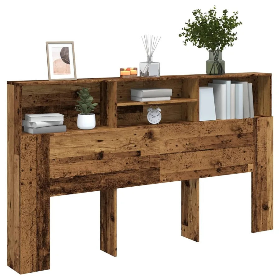 Armoire de tête de lit vieux bois 180x19x103,5 cm