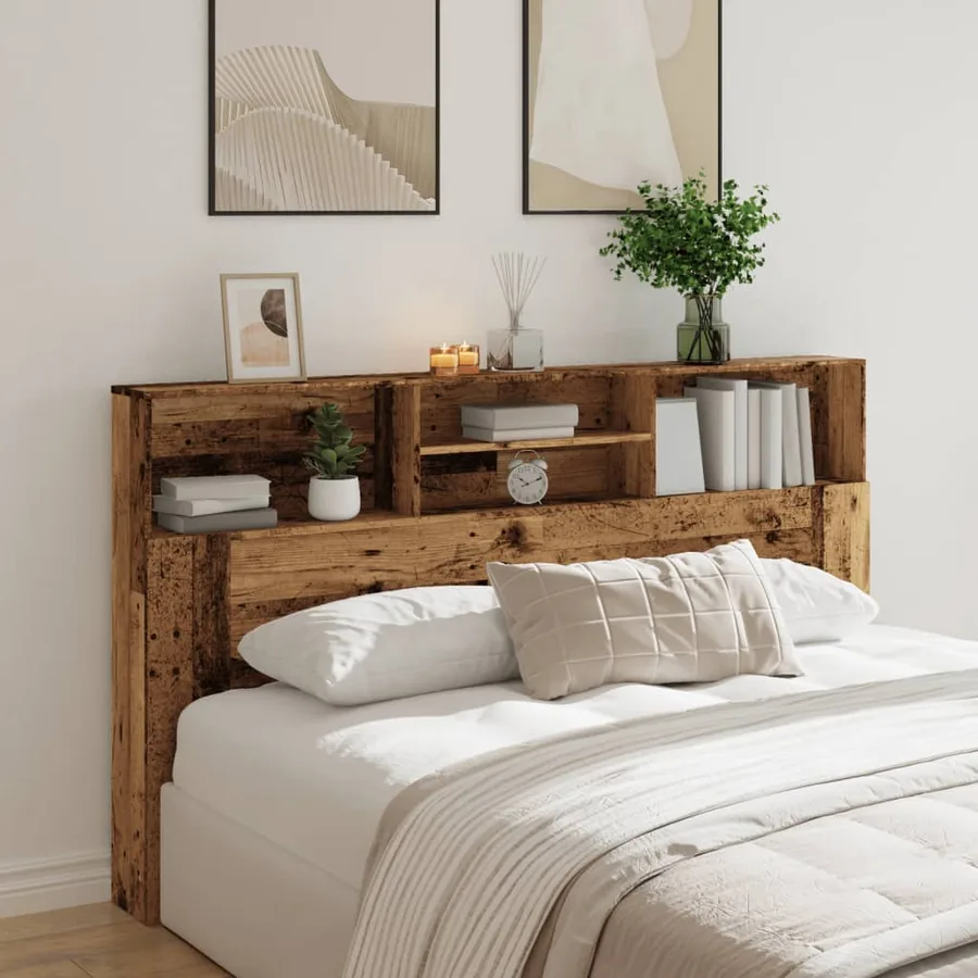 Armoire de tête de lit vieux bois 180x19x103,5 cm - 3