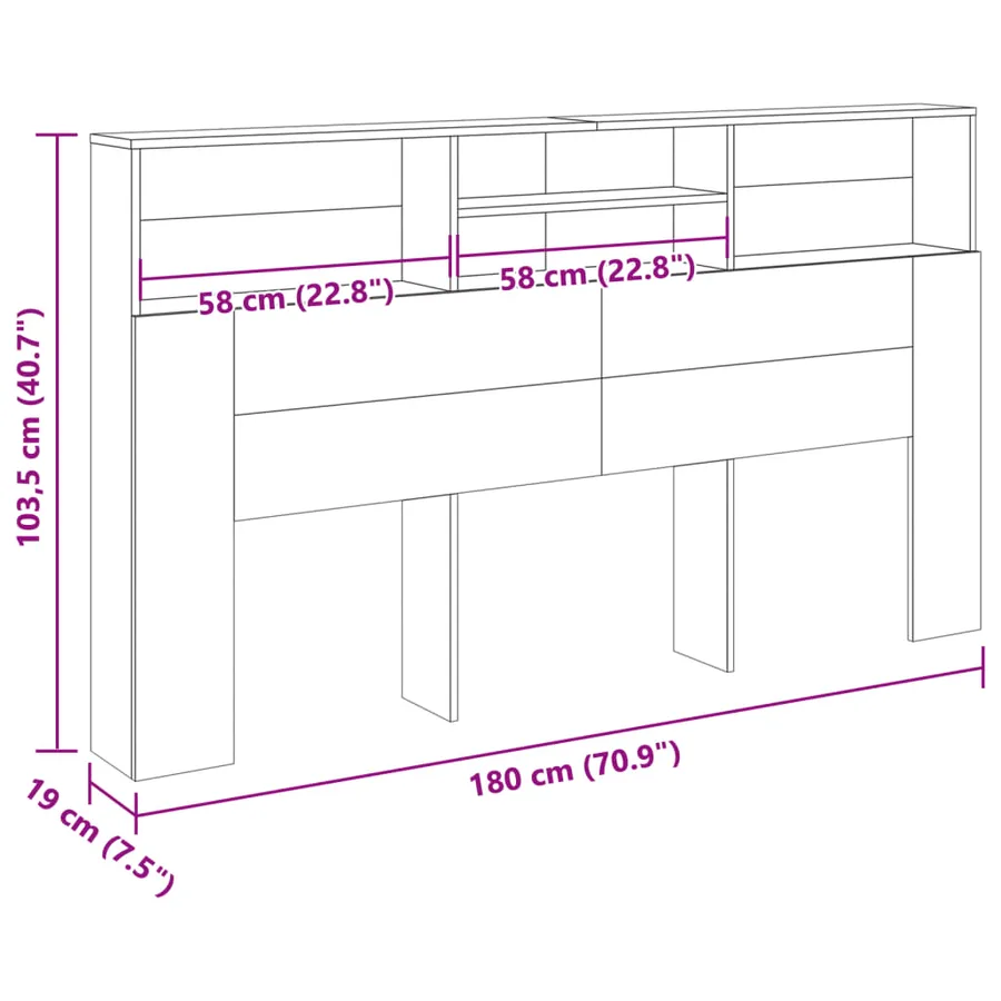 Armoire de tête de lit vieux bois 180x19x103,5 cm - 9