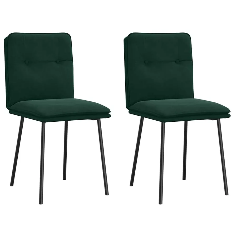 Chaises à manger lot de 2 Vert foncé Velours