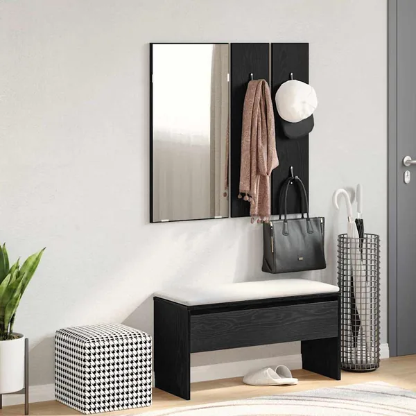 Ensemble de meubles d'entrée 4 pcs Chêne noir Bois d'ingénierie