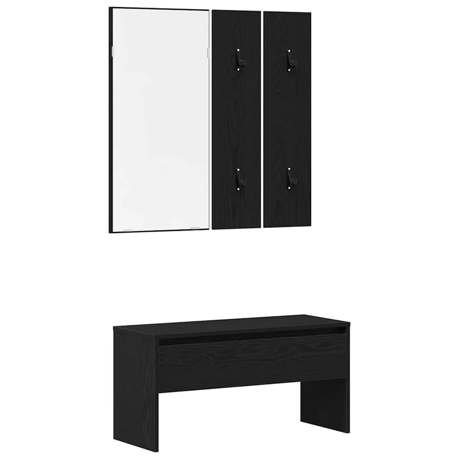 Ensemble de meubles d'entrée 4 pcs Chêne noir Bois d'ingénierie - 2