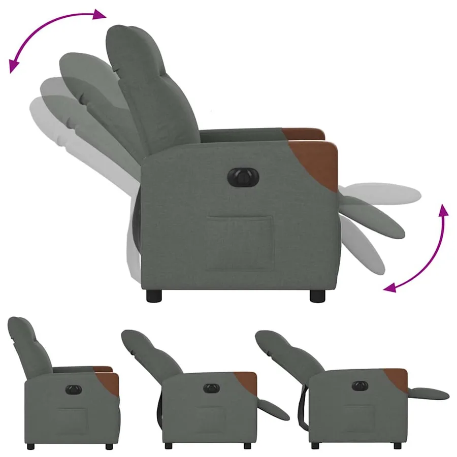 Fauteuil inclinable électrique Gris foncé Tissu - 8