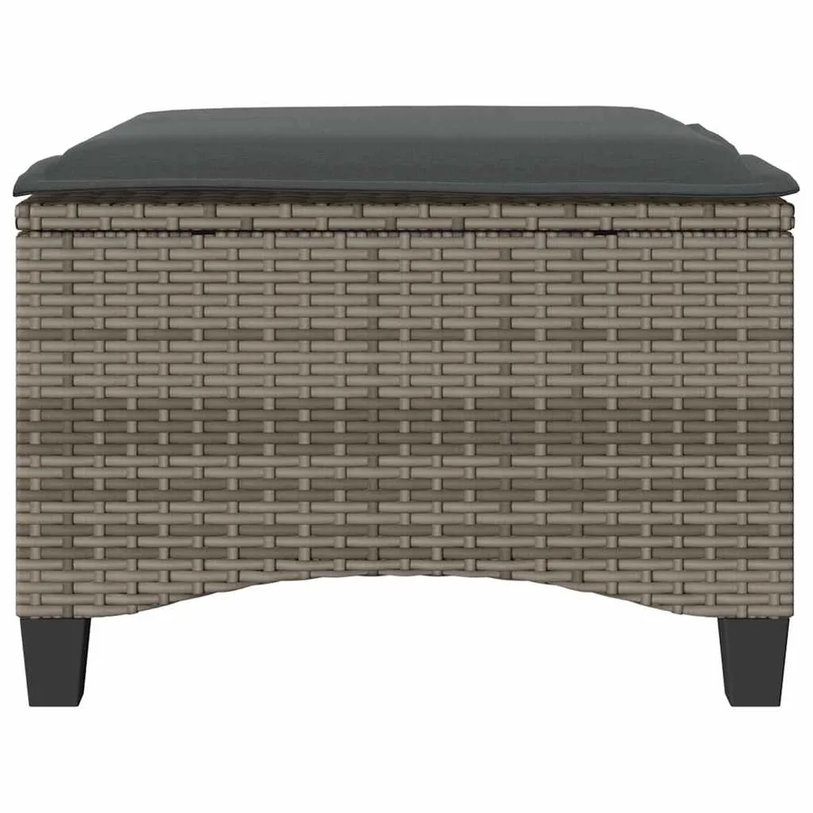 Tabourets jardin coussins 2 pcs gris 55x55x36 cm résine tressée - 4