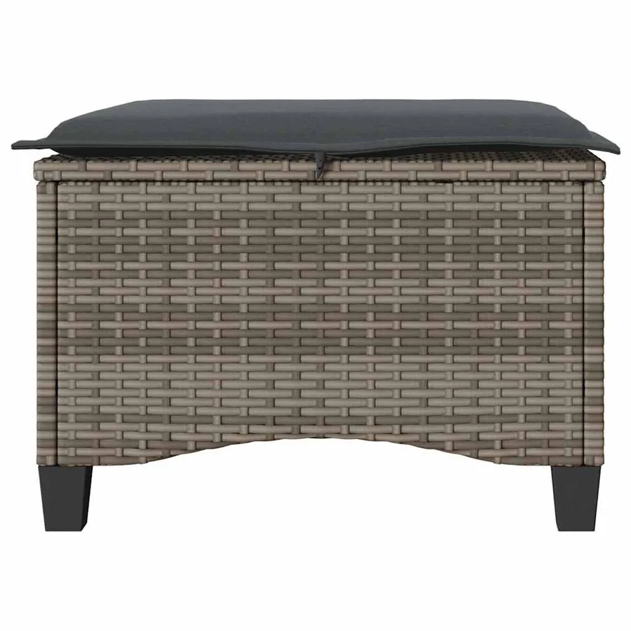 Tabourets jardin coussins 2 pcs gris 55x55x36 cm résine tressée - 5