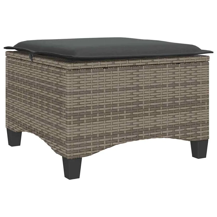 Tabourets jardin coussins 2 pcs gris 55x55x36 cm résine tressée - 6