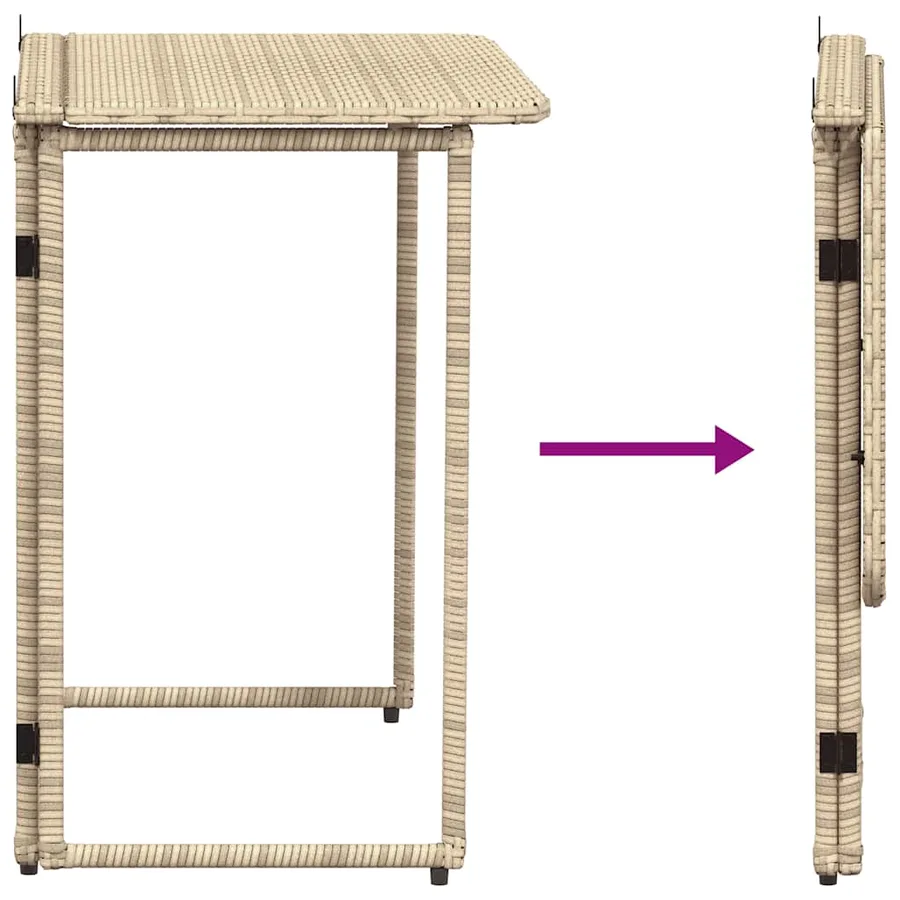 Table de jardin pliante beige 90 x 51 x 75 cm polyrotin - 7
