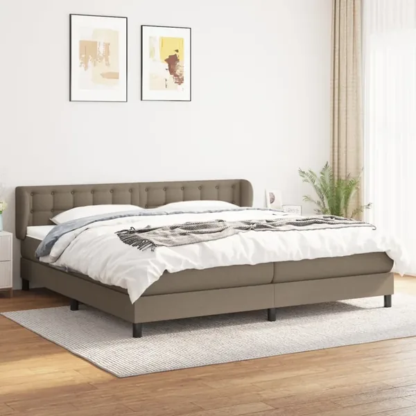 Sommier à lattes de lit avec matelas Taupe 200x200 cm Tissu