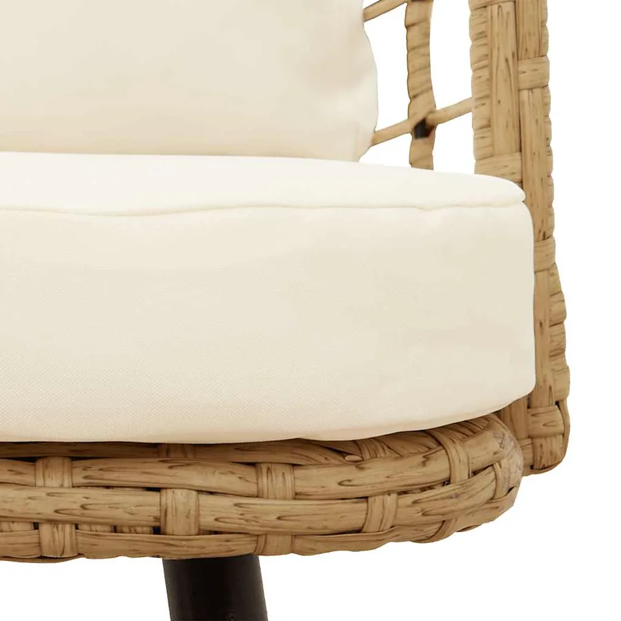 Chaise de jardin avec coussins naturel résine tressée - 7