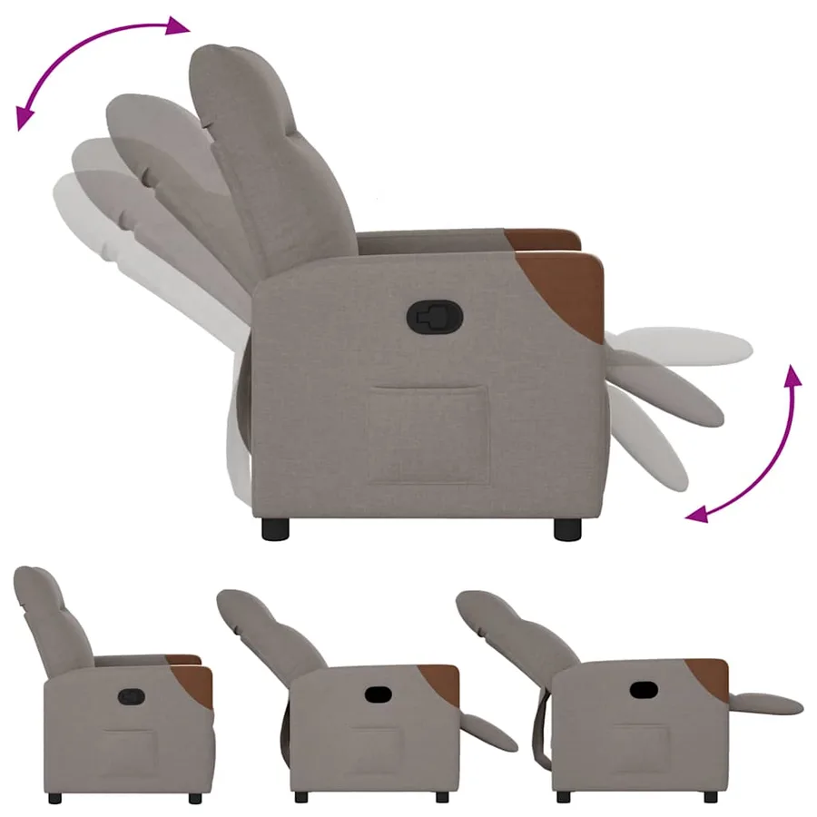 Fauteuil inclinable Taupe Tissu - 6